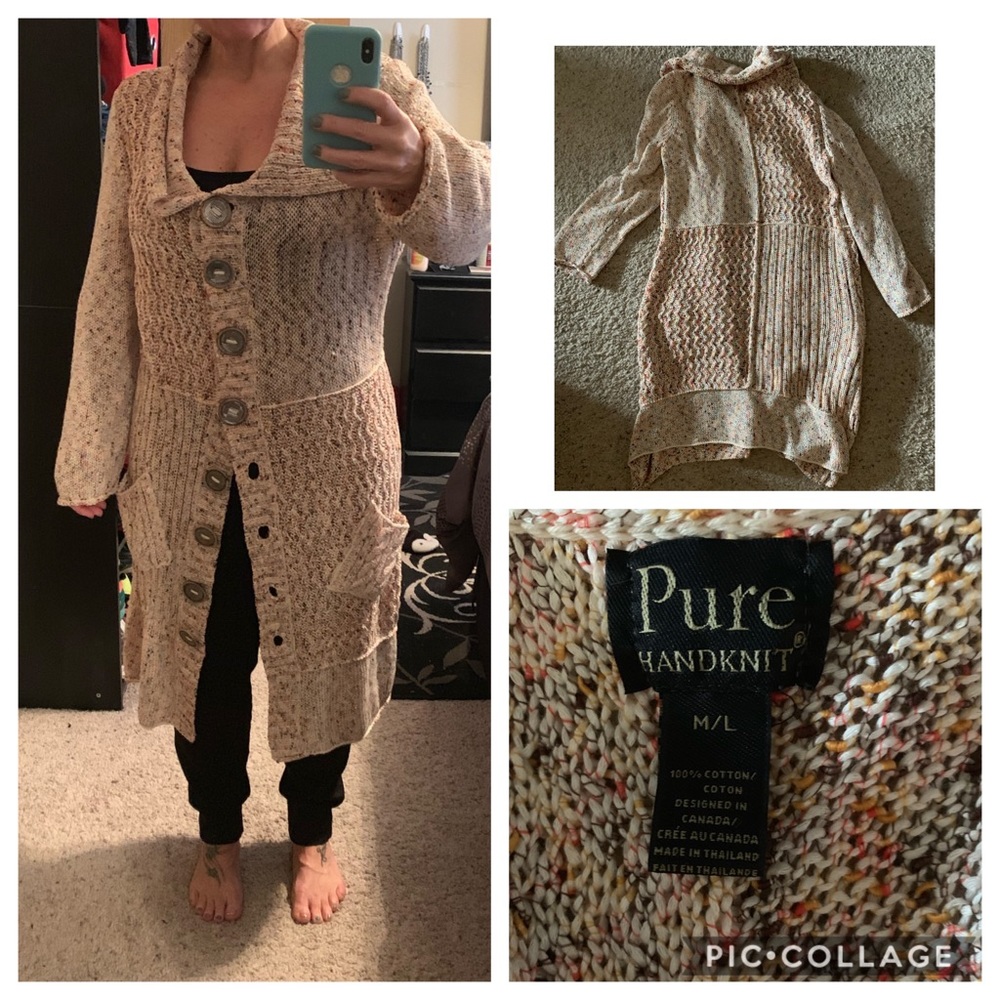 Hand knitted long sweater